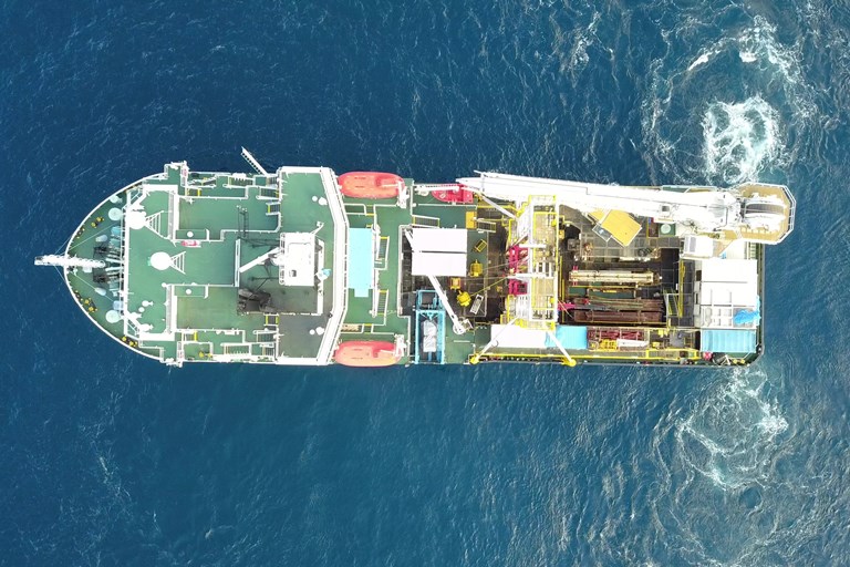 Top view of Poseidon-1 with Geoquip Marine's GMTR150 drill rig