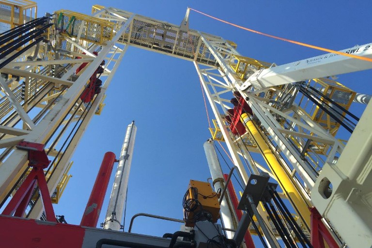 View from beneath of Geoquip Marine's GMTR150 drilling rig