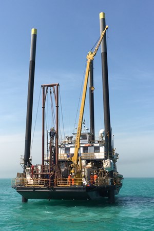 Geoquip Marine jack-up barge with GMRJ50 nearshore drilling rig Geoquip Marine jack-up barge with GMRJ50 nearshore drilling rig